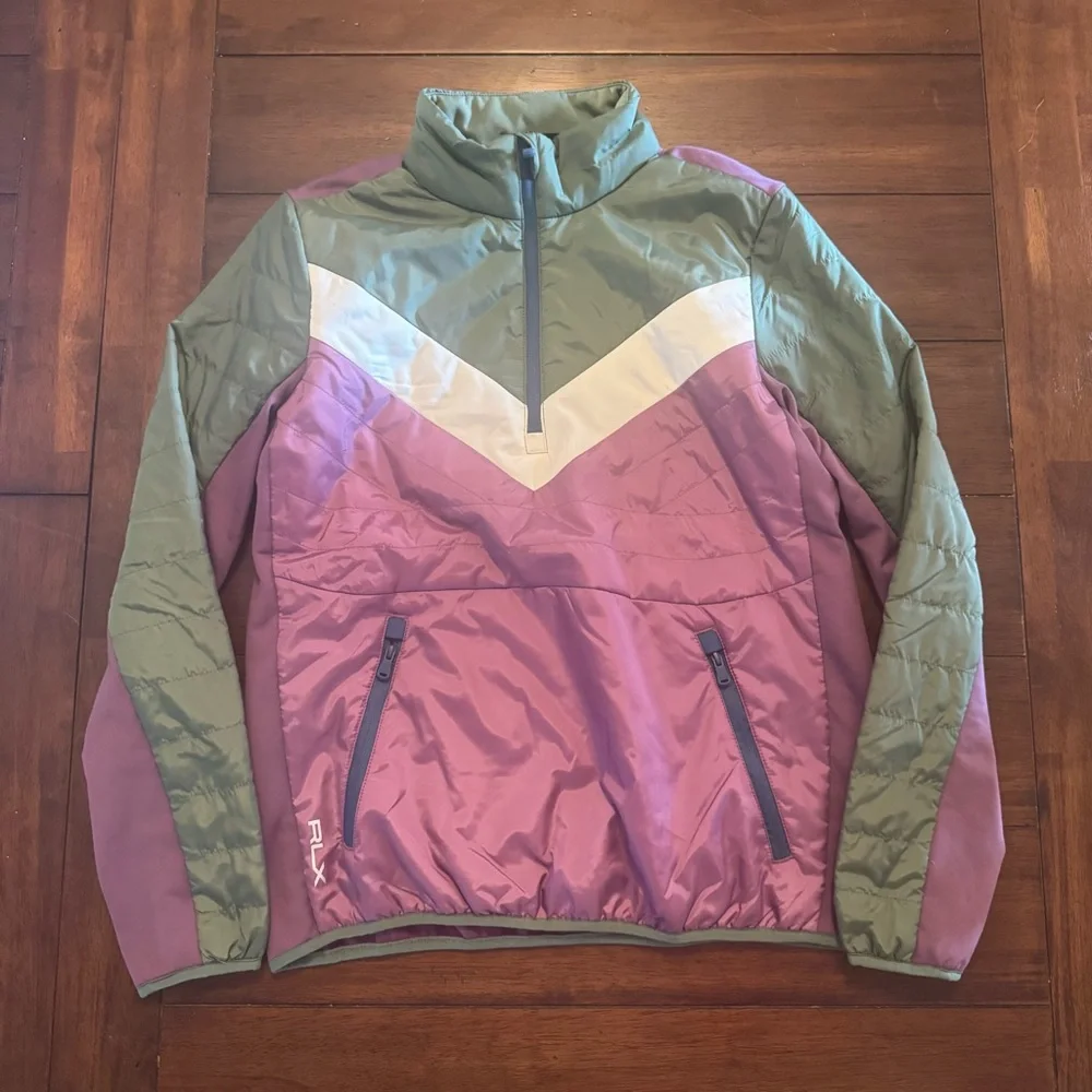 NWT RLX Golf Ralph Lauren Women's Quilted Half-Zip Jacket - Size XS Green Purple - Picture 2 of 7